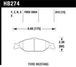 Ford Mustang Brake Pads - Front - Hawk Performance - Blue 9012 - `96-`10